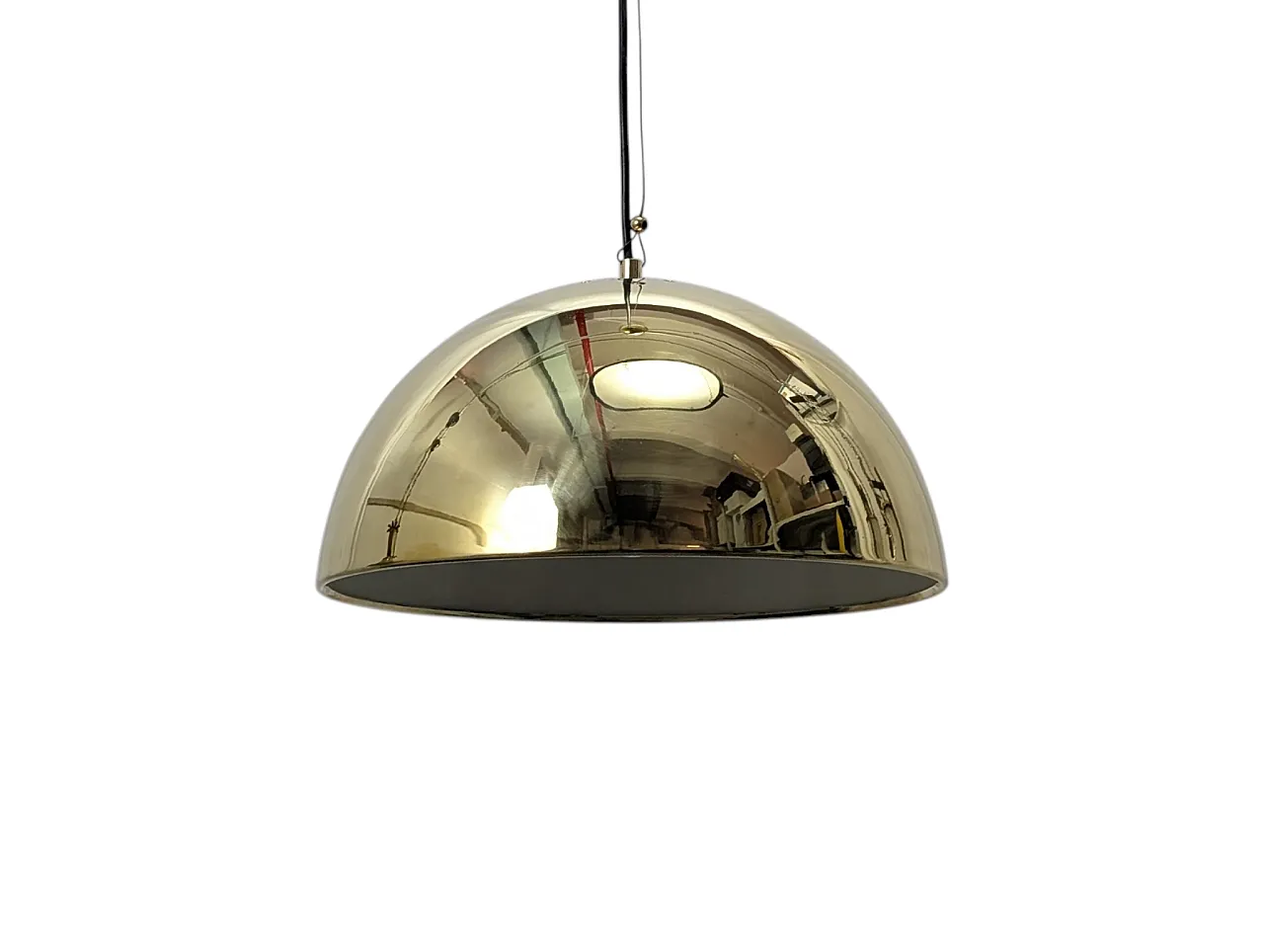 Lampada a sospensione a cupola in ottone anni 70 2