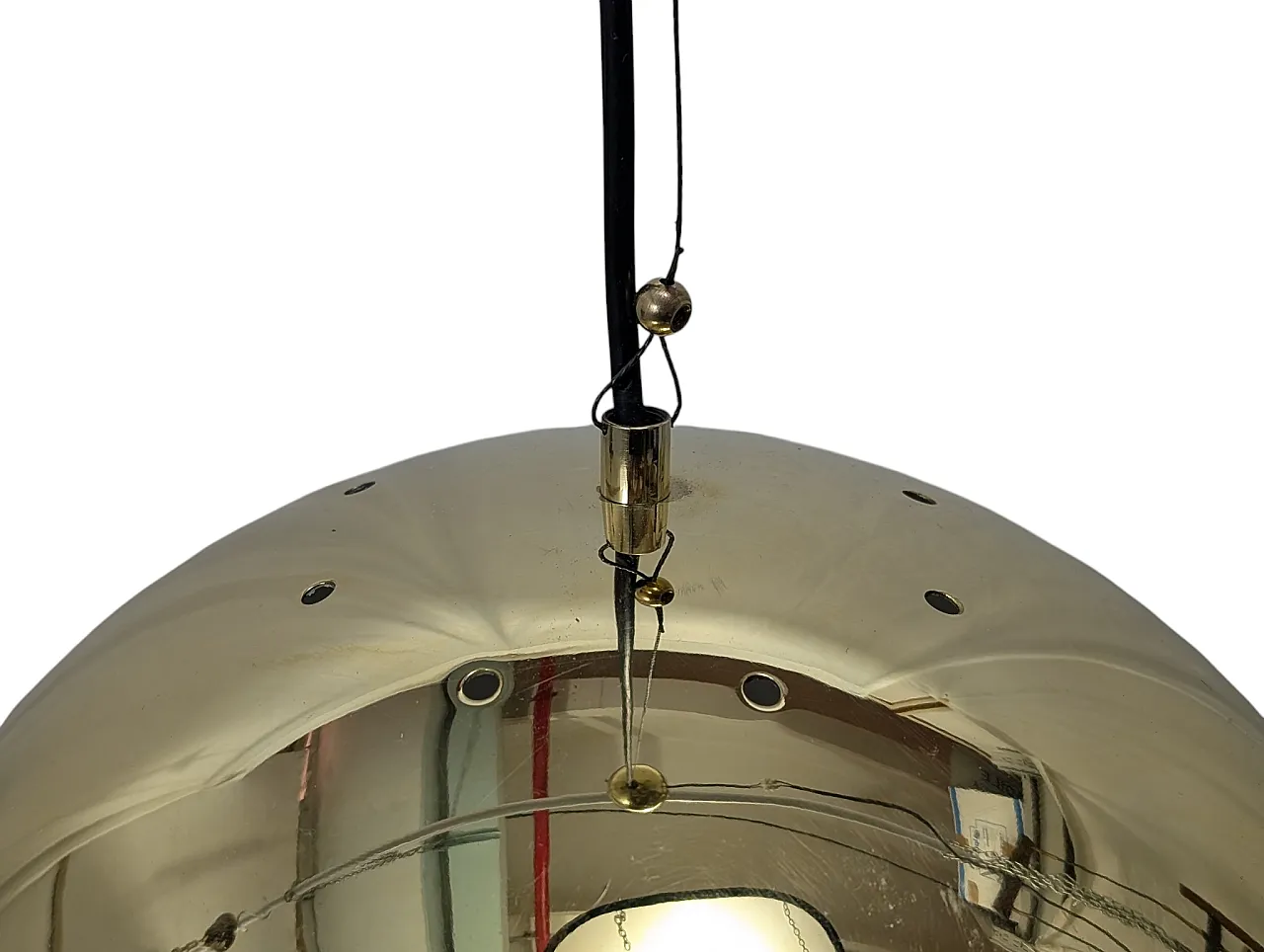 Lampada a sospensione a cupola in ottone anni 70 3