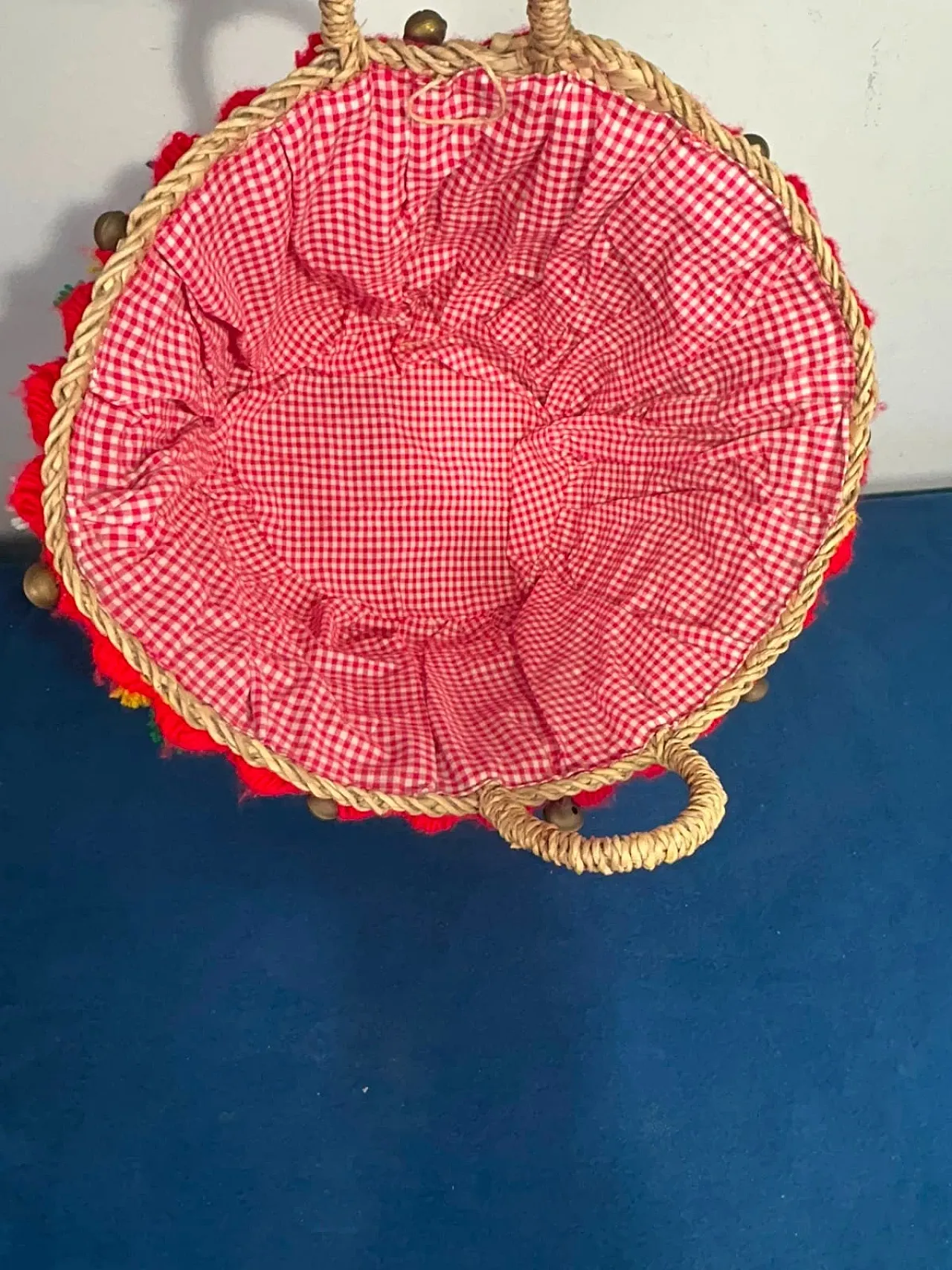 Borsa Coffa Intrecciata di paglia da carretto siciliano, anni '70 6