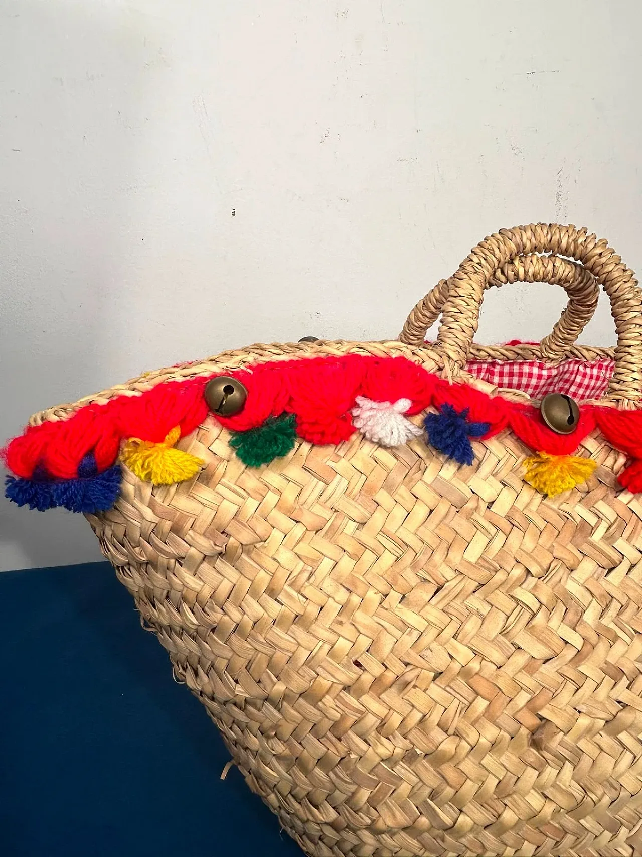 Borsa Coffa Intrecciata di paglia da carretto siciliano, anni '70 11