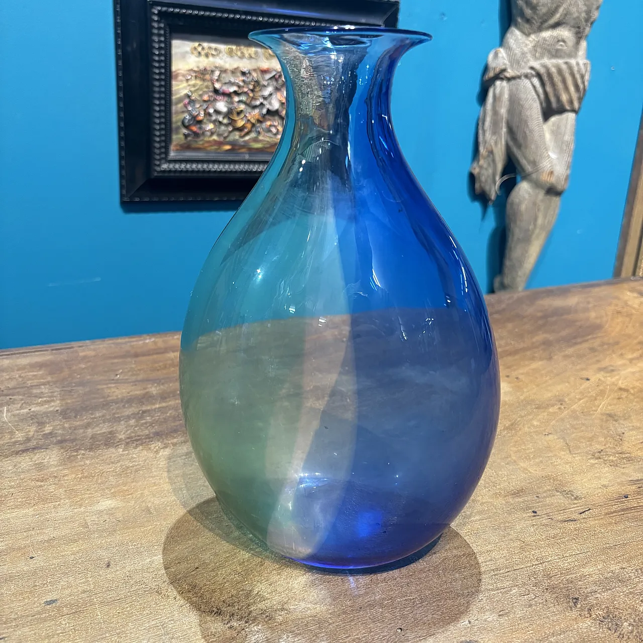 Beautiful two-tone Murano glass flask, 50s 1