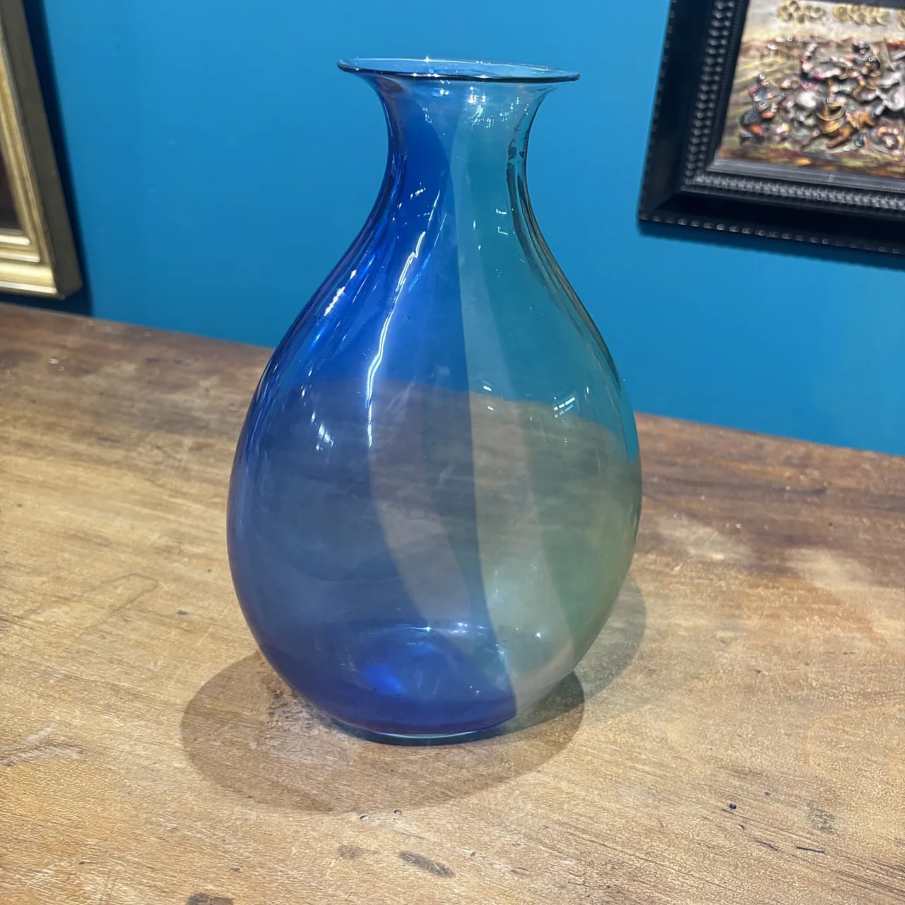 Beautiful two-tone Murano glass flask, 50s 5
