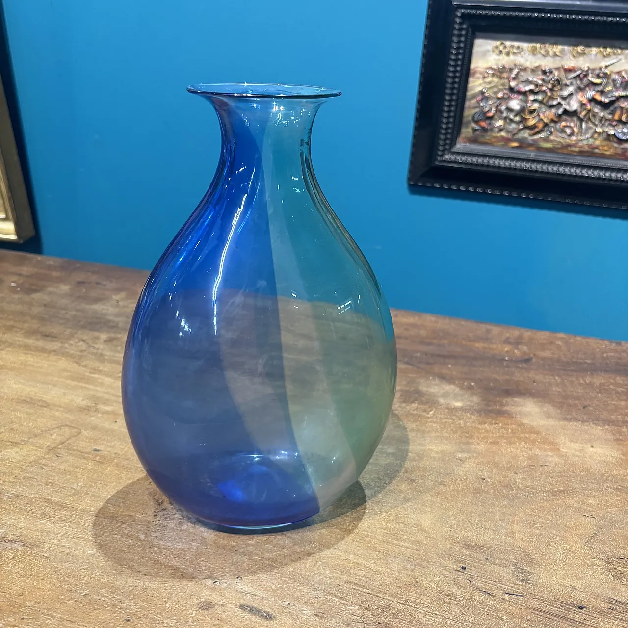 Beautiful two-tone Murano glass flask, 50s 6
