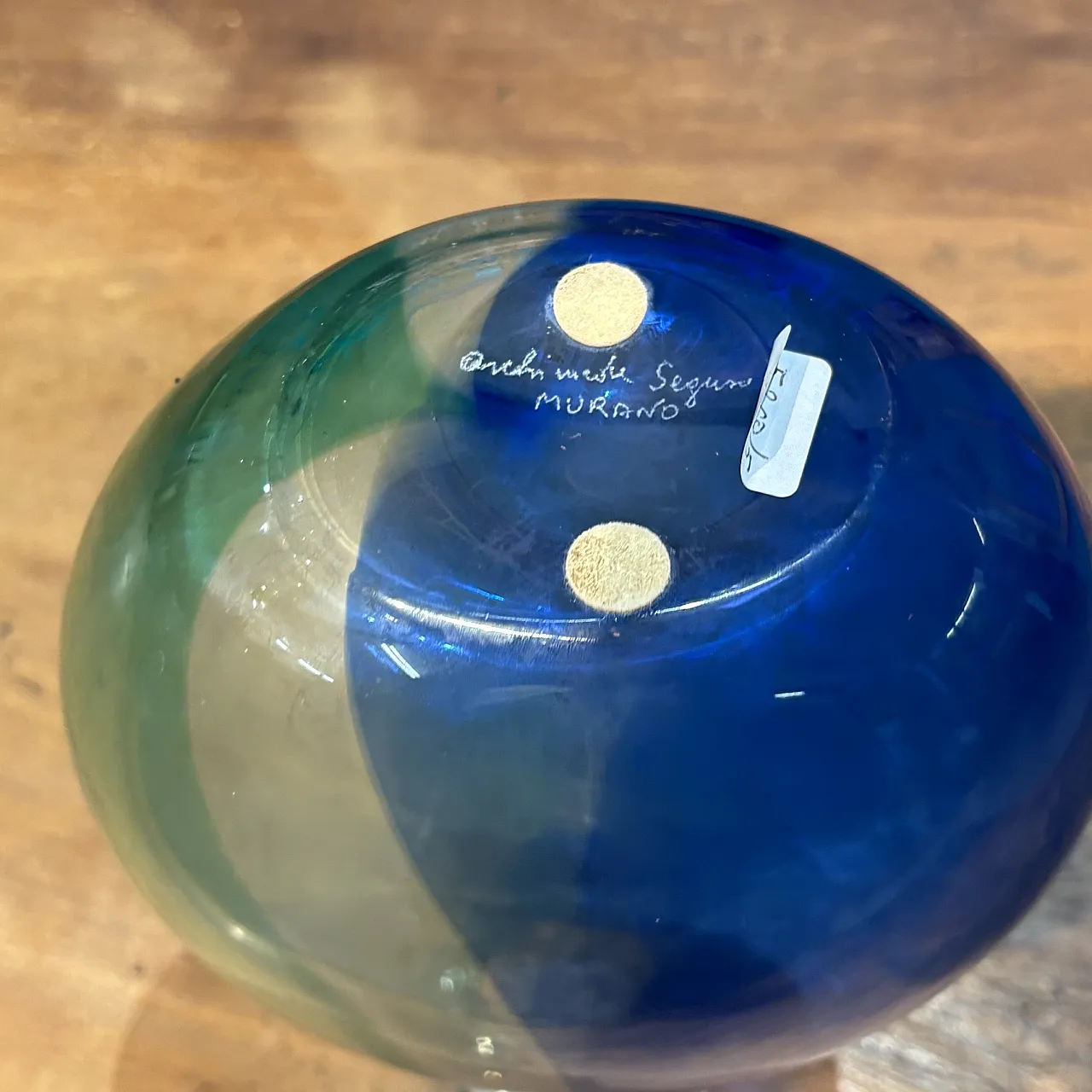 Beautiful two-tone Murano glass flask, 50s 8