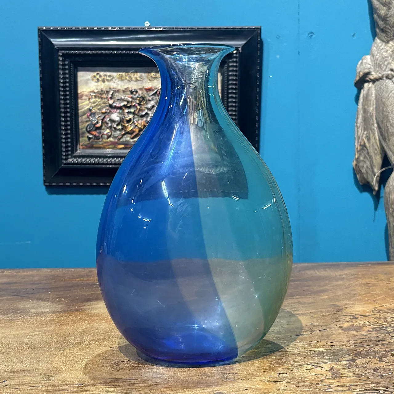 Beautiful two-tone Murano glass flask, 50s 9
