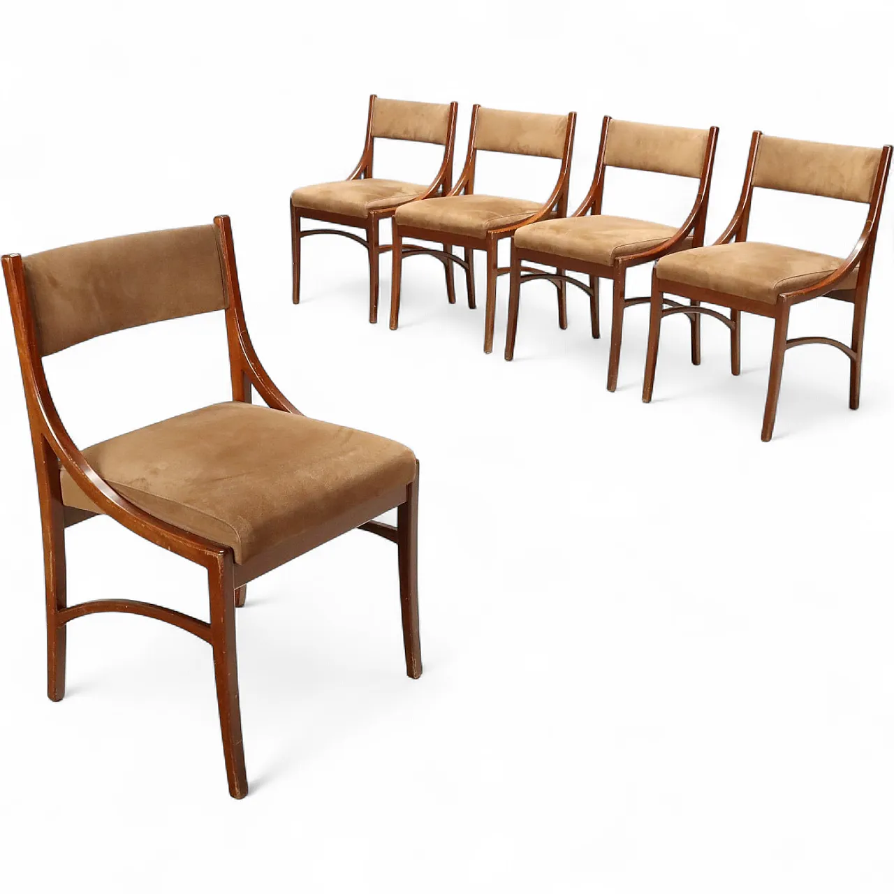 5 Wooden chairs, 1960s 10