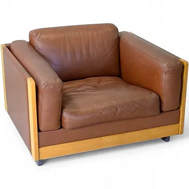 920 Armchair in leather by Afra & Tobia Scarpa for Cassina, 1970s