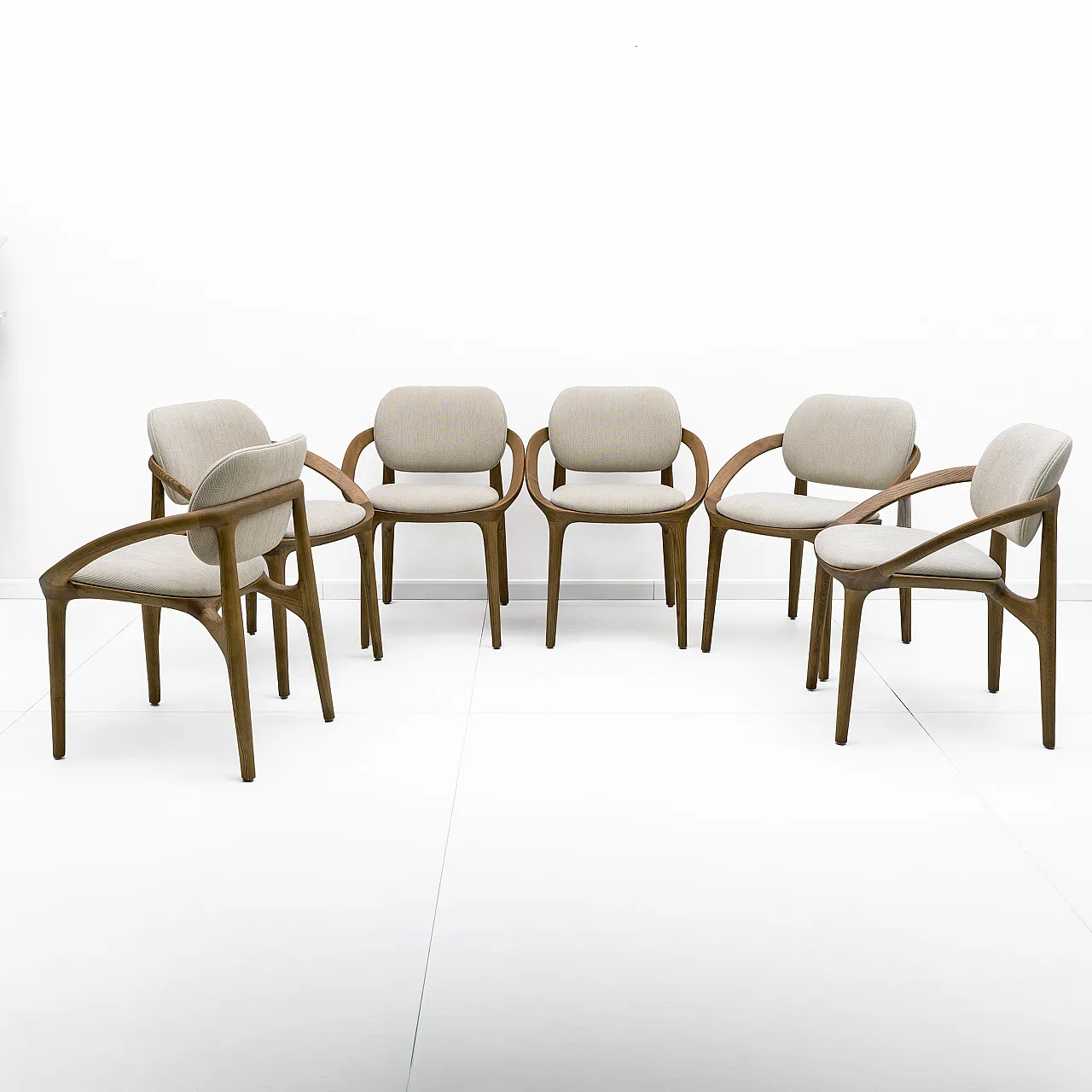 6 contemporary Italian dining chairs with curved frame, 2000s 1