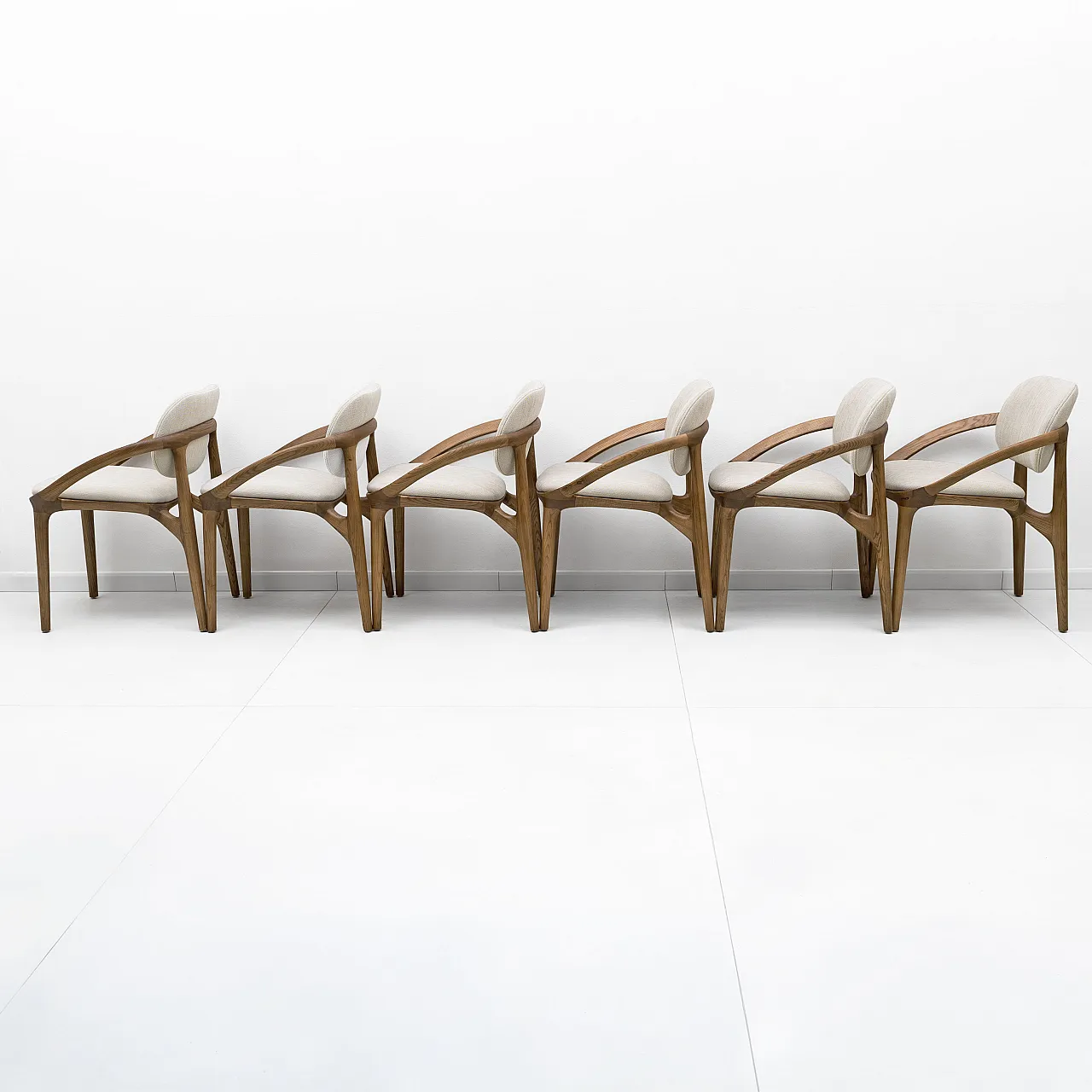 6 contemporary Italian dining chairs with curved frame, 2000s 6
