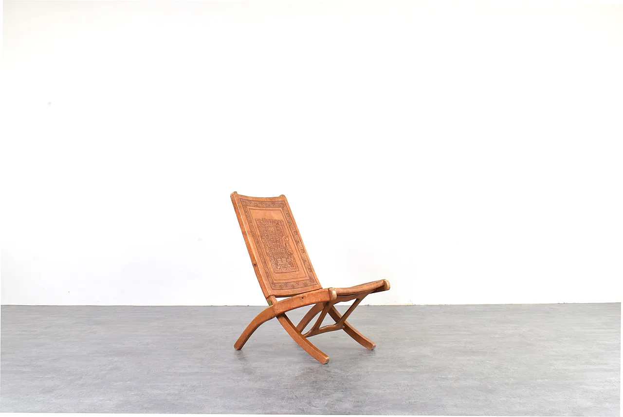 Sedia pieghevole di Ángel Pazmiño per Muebles de Estilo, anni '60. 1