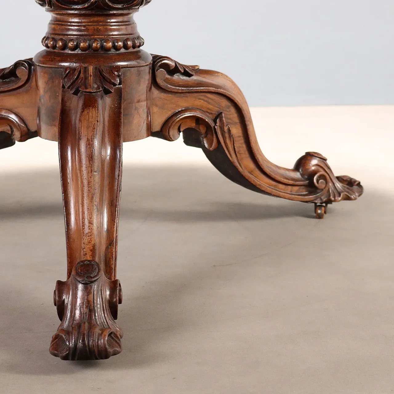 Walnut table with floral inlays, 19th century 6
