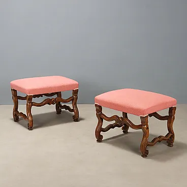 Pair of Baroque walnut stools, early 18th century