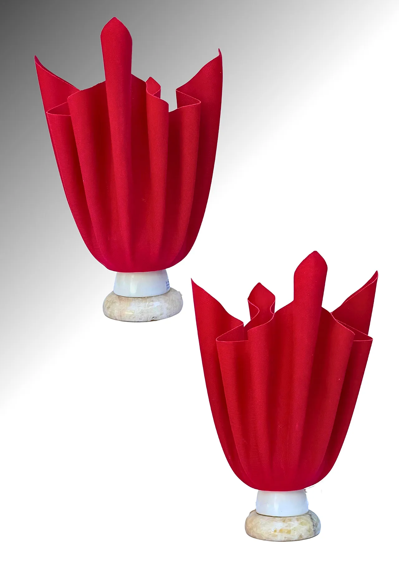 Georgia Jacob, coppia di lampade scultoree a fazzoletto, anni '70 5