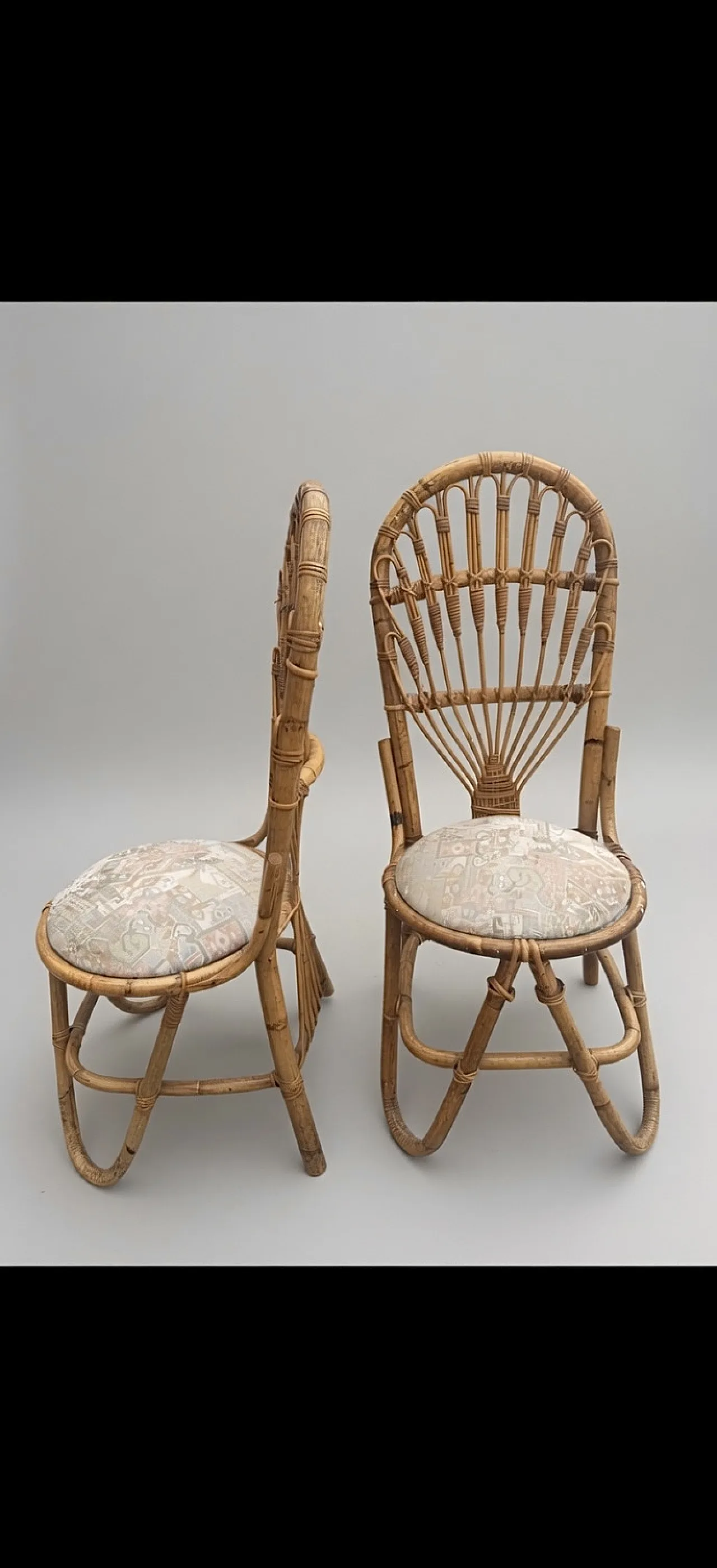 Pair of Bamboo and Wicker Chairs, 70s 2