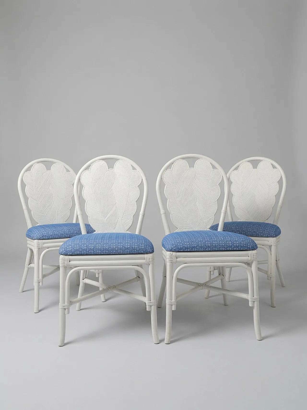 4 pencil reed rattan chairs, 1980s 1