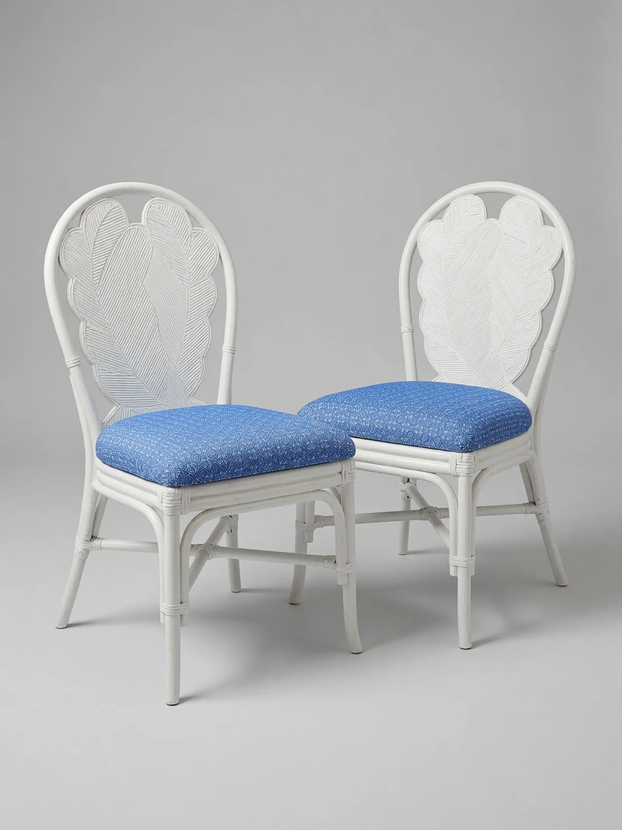 4 pencil reed rattan chairs, 1980s 2