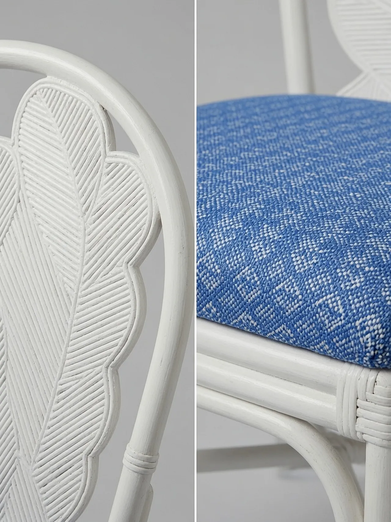4 pencil reed rattan chairs, 1980s 3