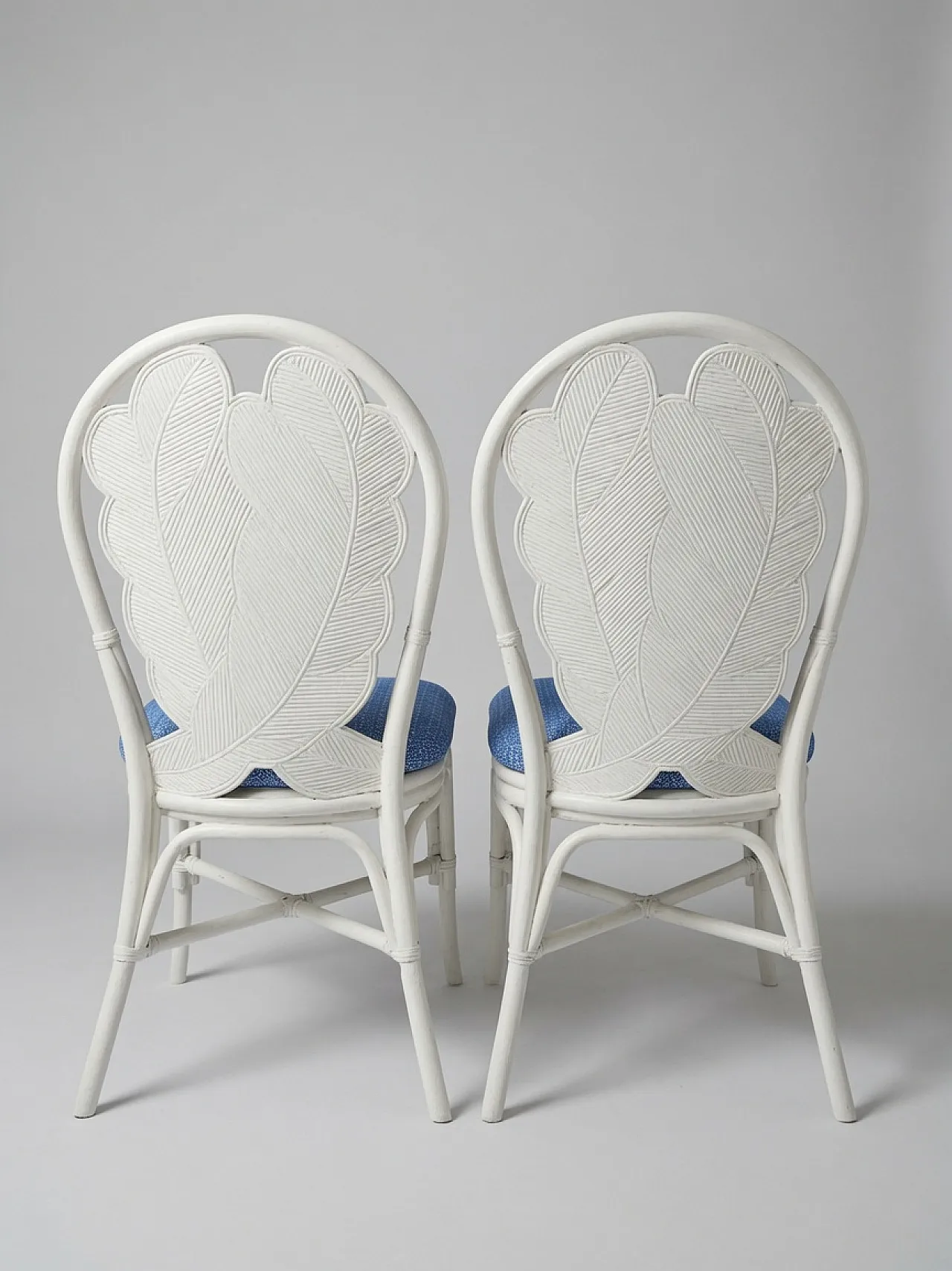 4 pencil reed rattan chairs, 1980s 4