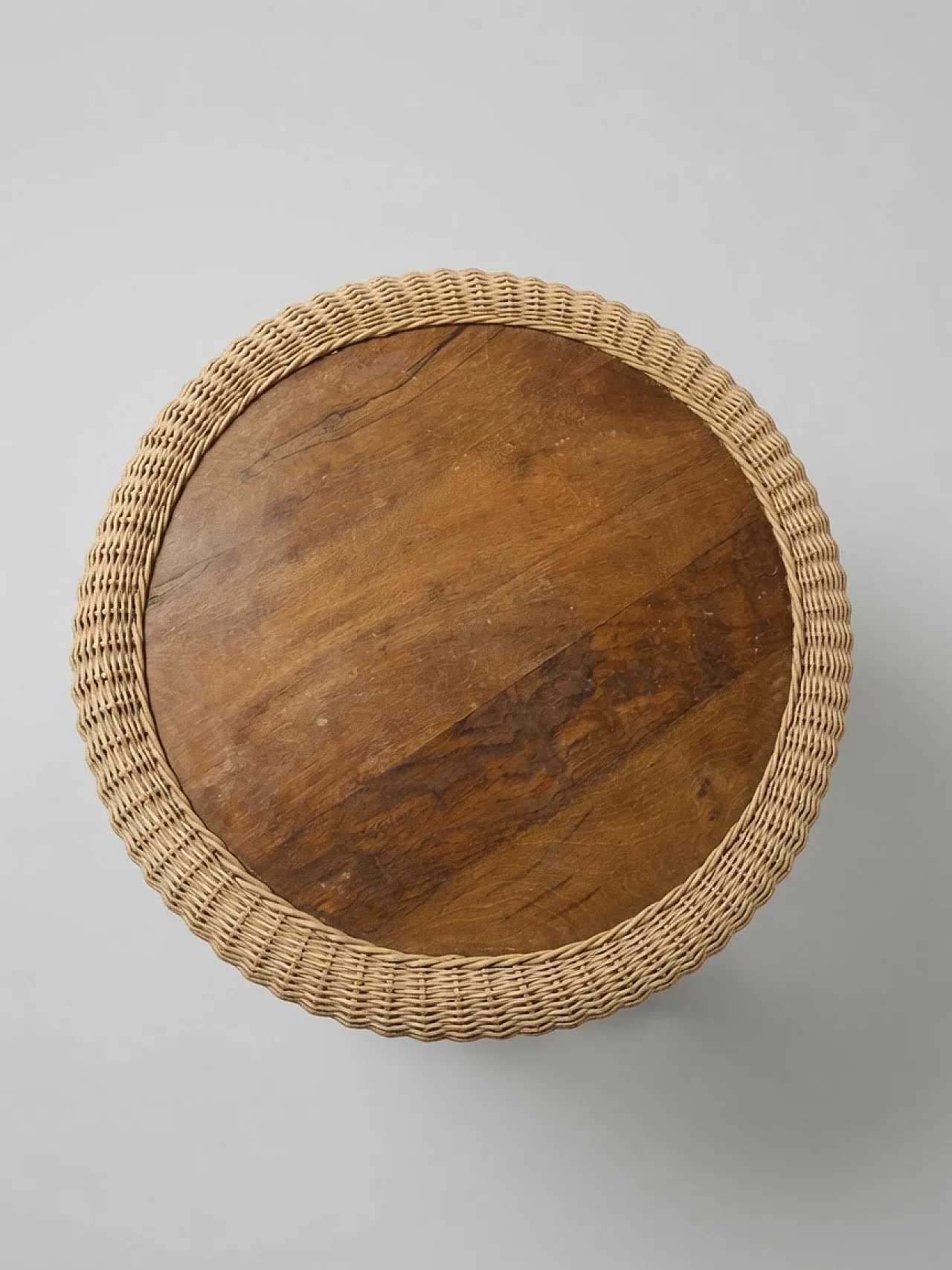 French cane and rattan side table, 1960s 2