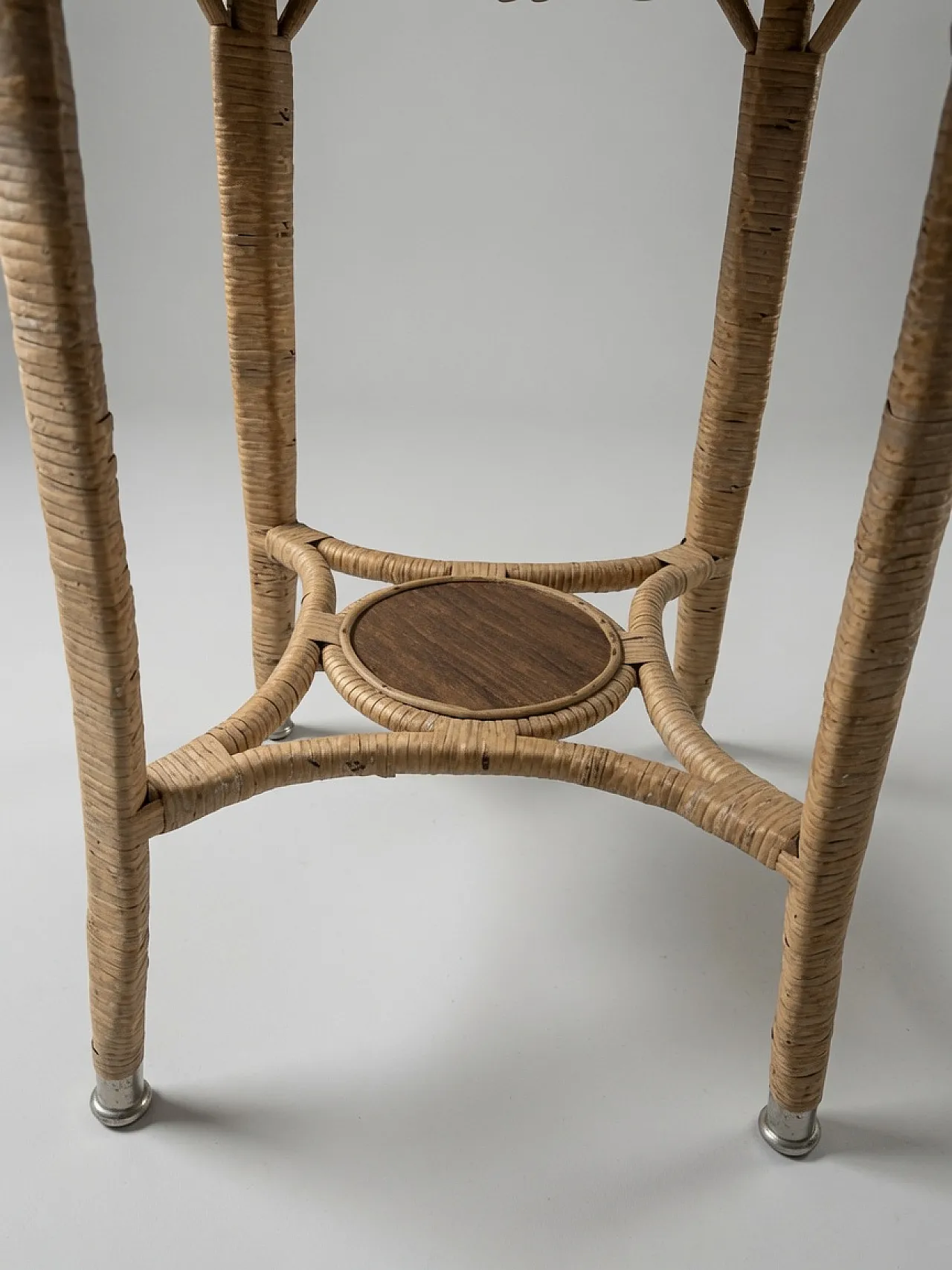 French cane and rattan side table, 1960s 3