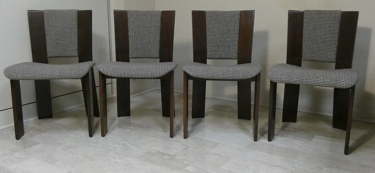 4 Sedie in legno e tweed di Acerbis International, Italia, anni '80 1