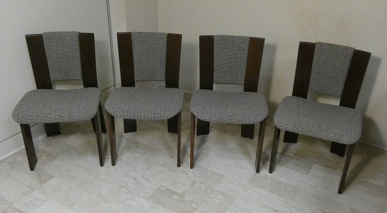 4 Sedie in legno e tweed di Acerbis International, Italia, anni '80 3