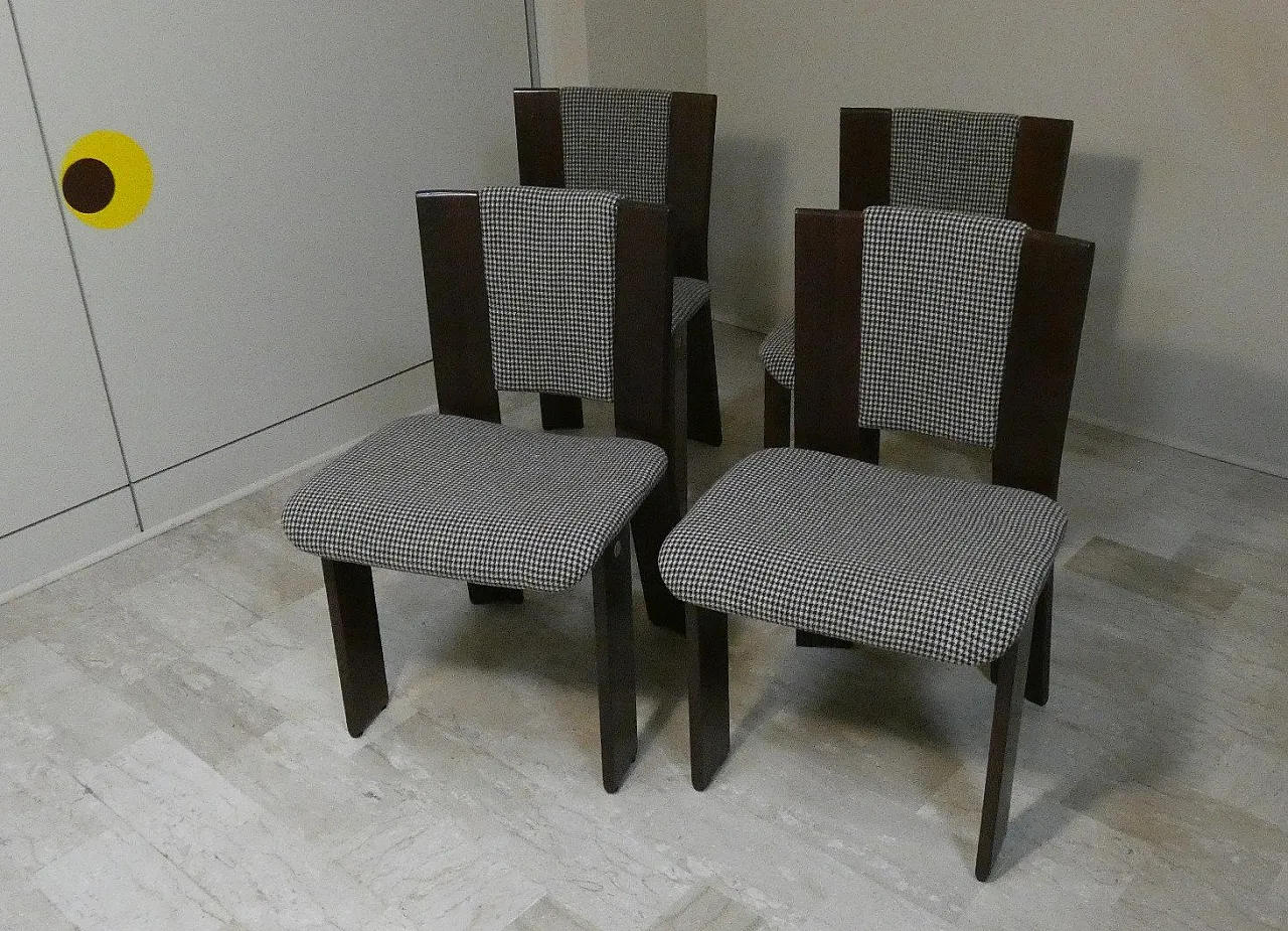 4 Sedie in legno e tweed di Acerbis International, Italia, anni '80 6