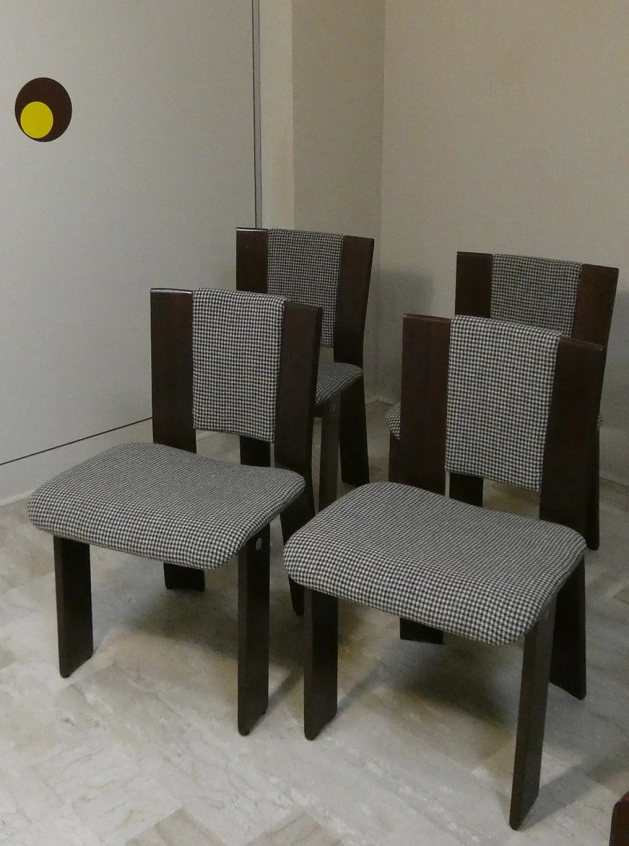 4 Sedie in legno e tweed di Acerbis International, Italia, anni '80 7