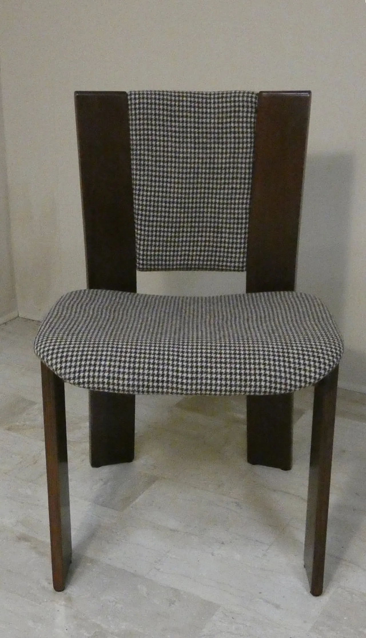 4 Sedie in legno e tweed di Acerbis International, Italia, anni '80 8