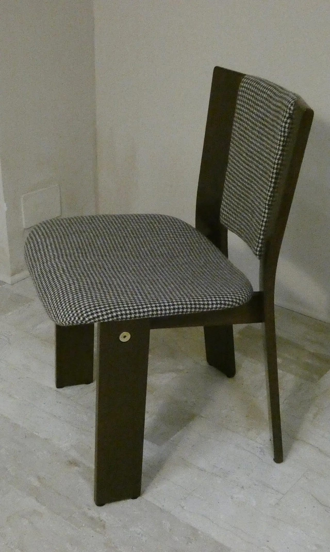 4 Sedie in legno e tweed di Acerbis International, Italia, anni '80 9