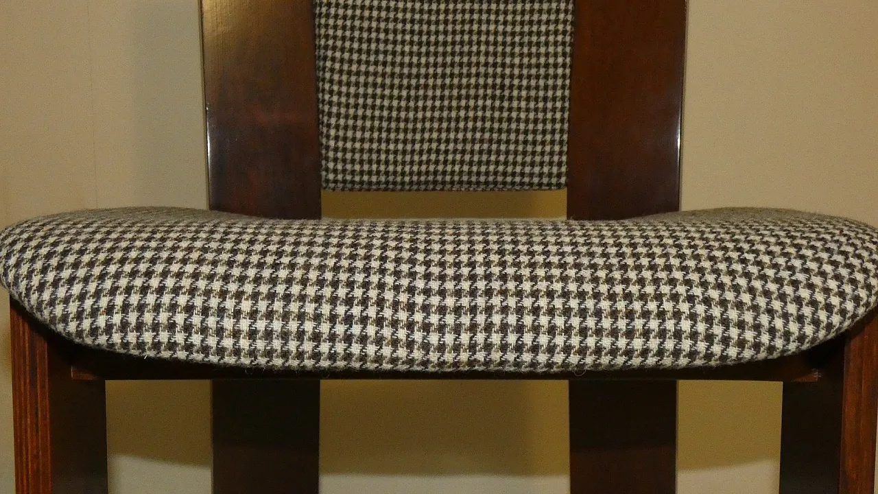 4 Sedie in legno e tweed di Acerbis International, Italia, anni '80 14