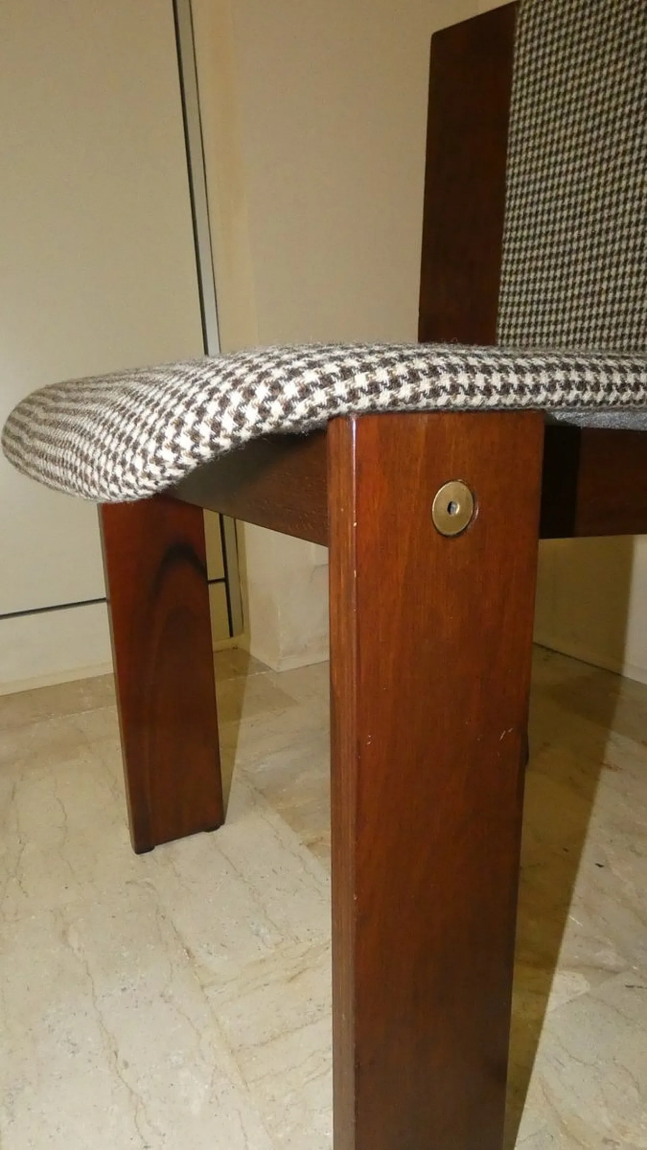 4 Sedie in legno e tweed di Acerbis International, Italia, anni '80 20