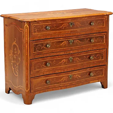 Baroque chest of drawers in walnut, 18th century