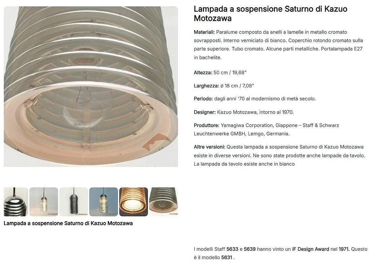 Coppia di lampade Saturno di K.Motozawa per Staff Leuchten, anni '70 14
