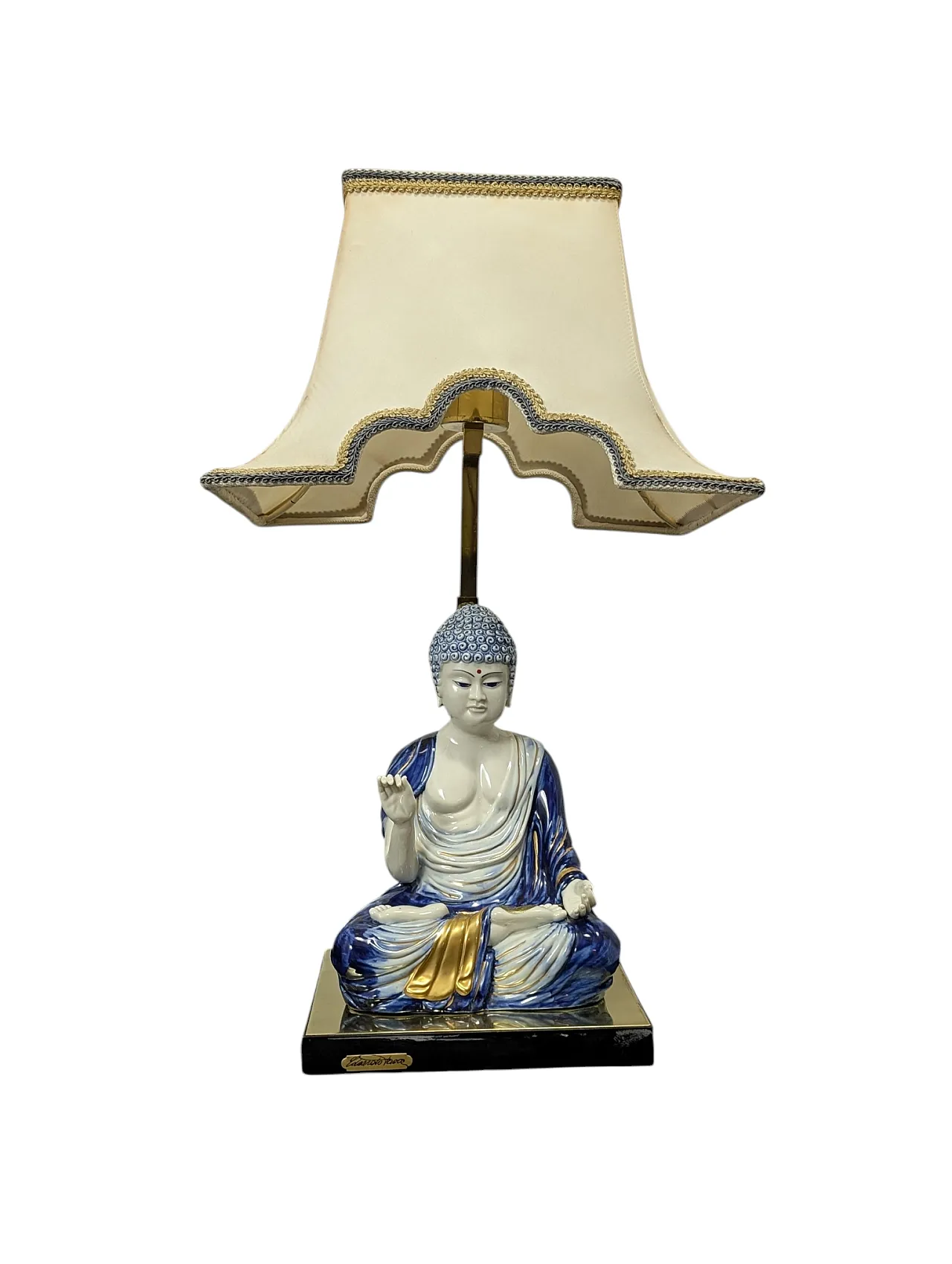 Pair of Edoardo Tasca Scultura Viva porcelain Buddha lamps 3