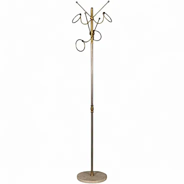 Floor coat stand in golden brass, 1960s