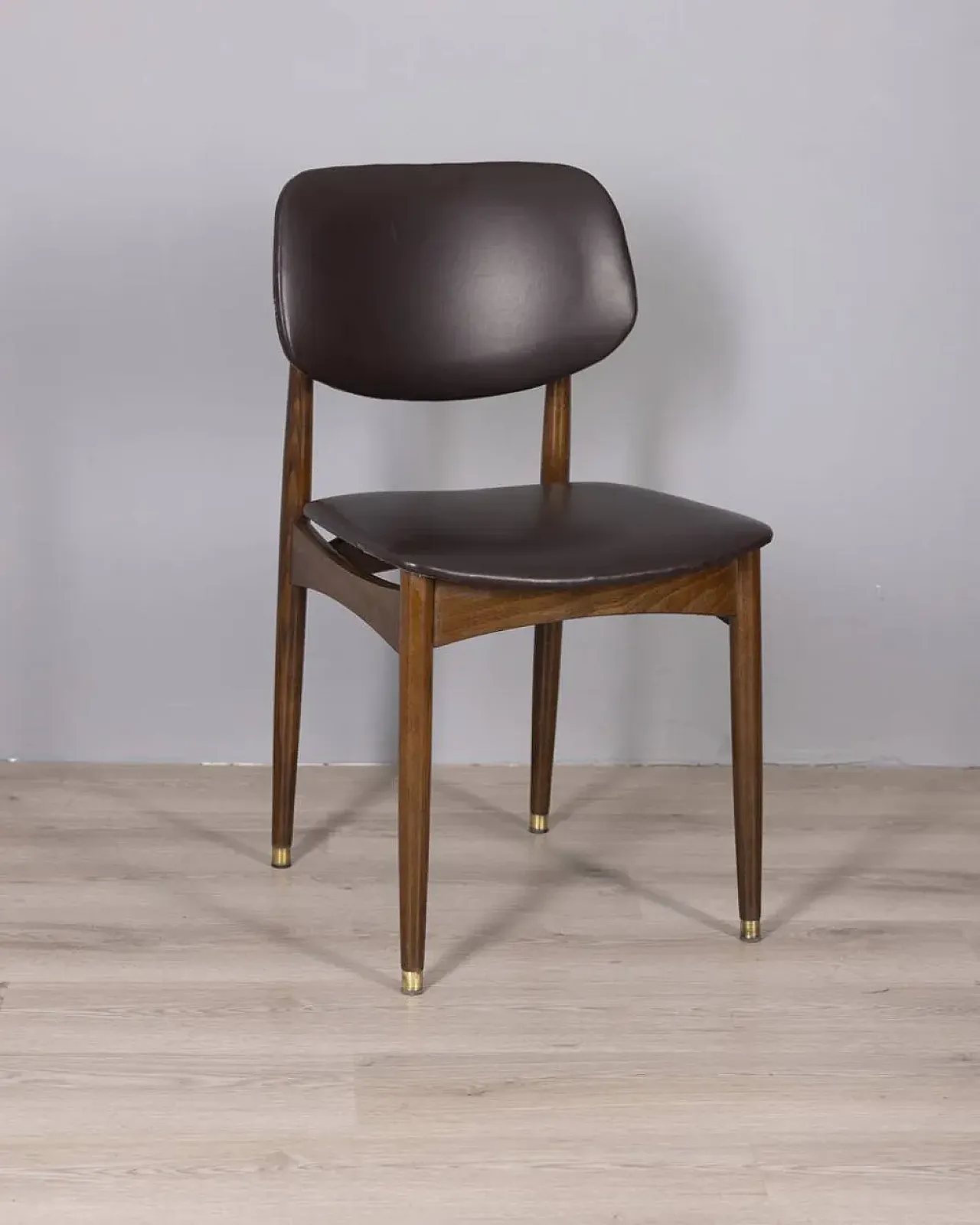 8 Sedie in legno e pelle di Anonima Castelli, anni '60 2