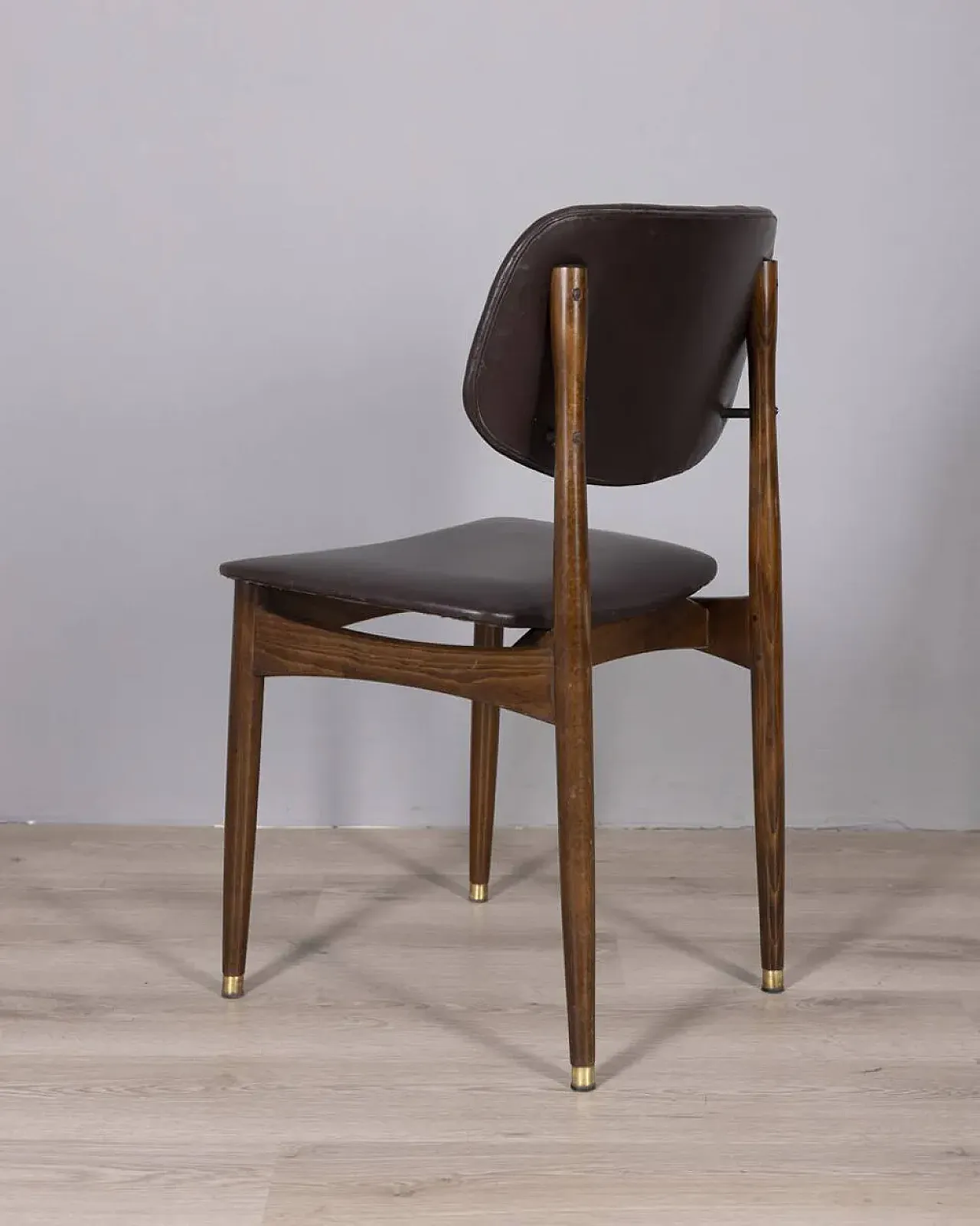 8 Sedie in legno e pelle di Anonima Castelli, anni '60 3