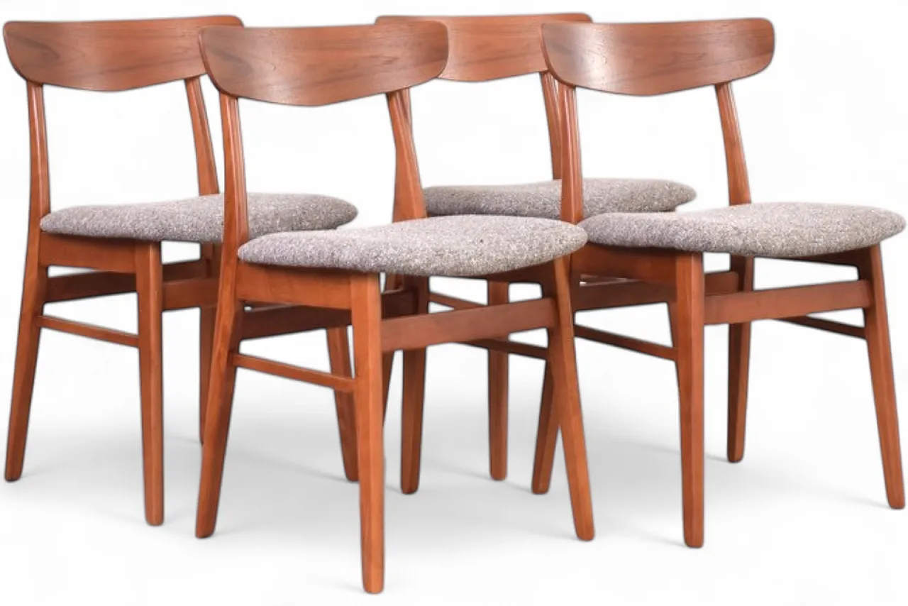 Sedie da pranzo Mid-Century in teak e lana di Farstrup, Danimarca, anni '60, set 13