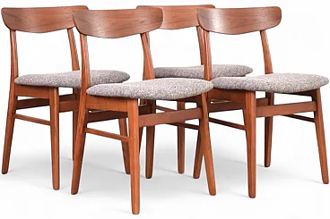 Sedie da pranzo Mid-Century in teak e lana di Farstrup, Danimarca, anni '60, set