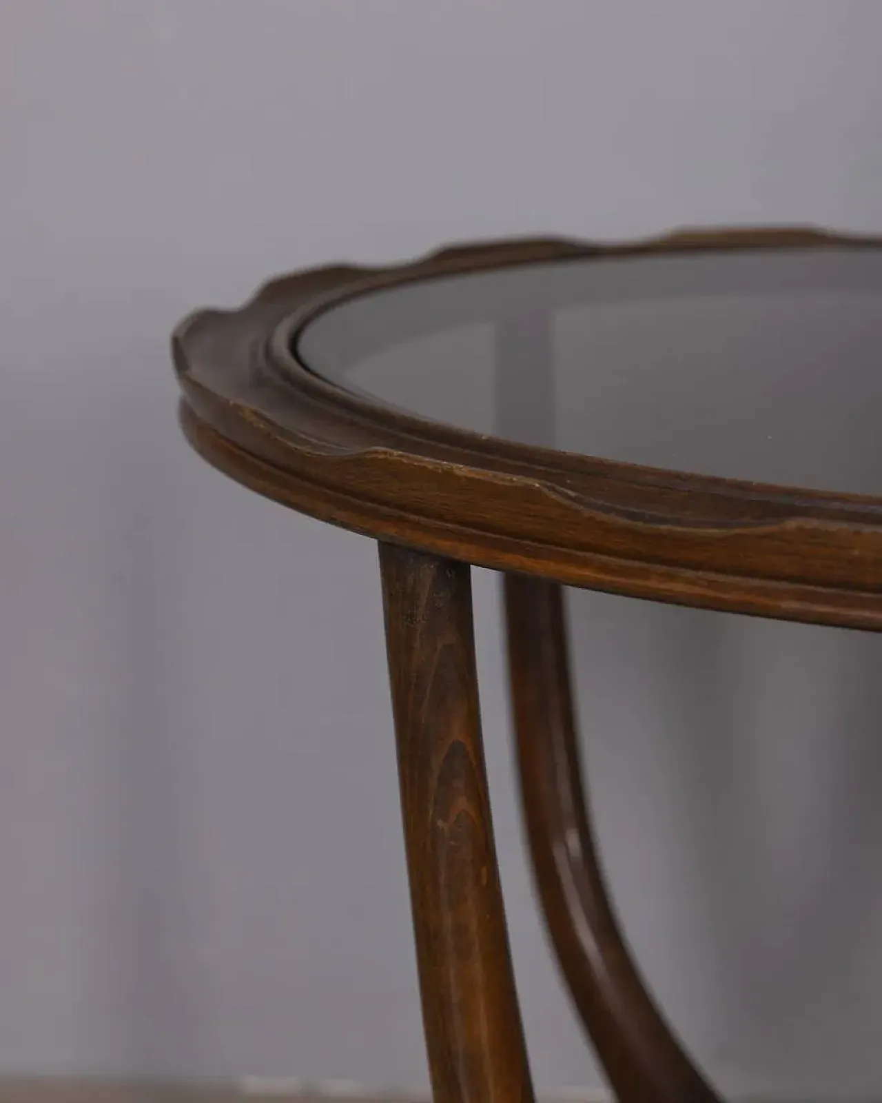 Tavolino da caffè in legno e vetro, anni '50 10