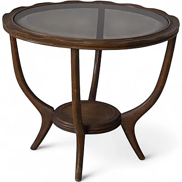 Wood and glass coffee table, 1950s