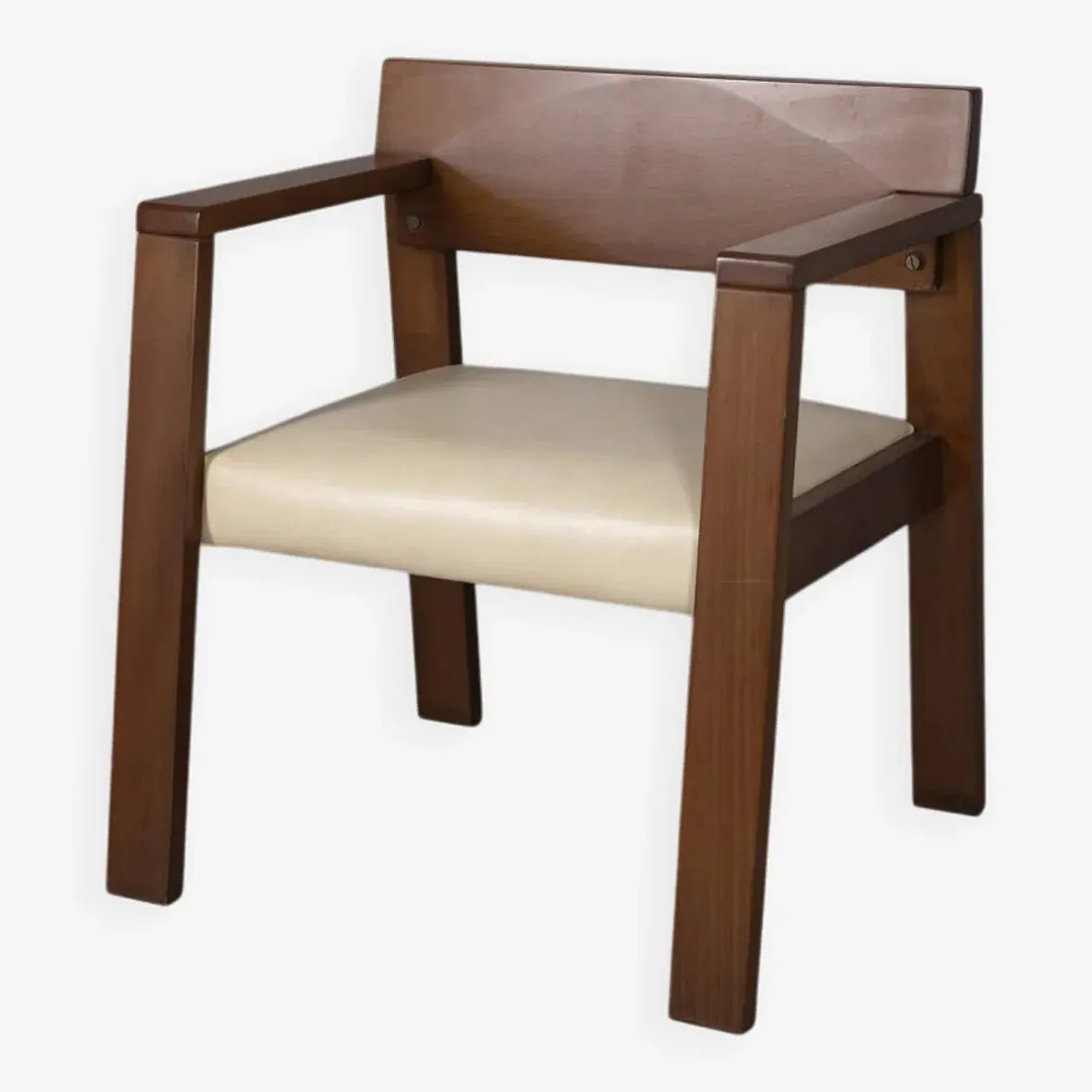 Armchair in wood and leather, 1980s 1