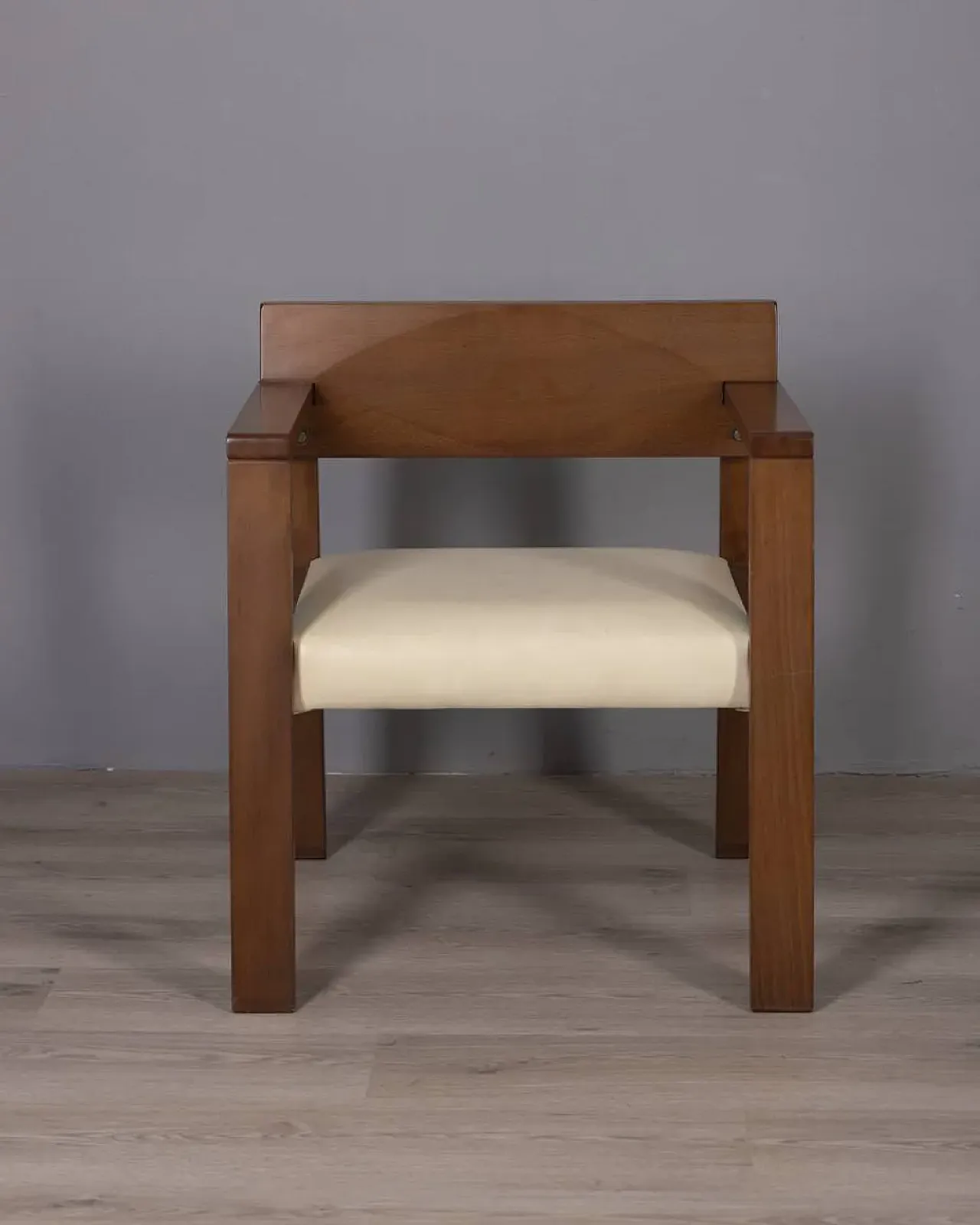 Armchair in wood and leather, 1980s 3