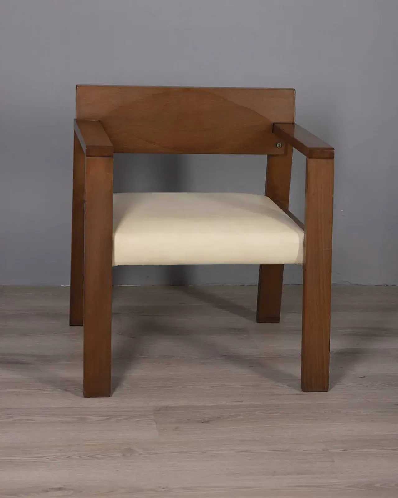 Armchair in wood and leather, 1980s 4