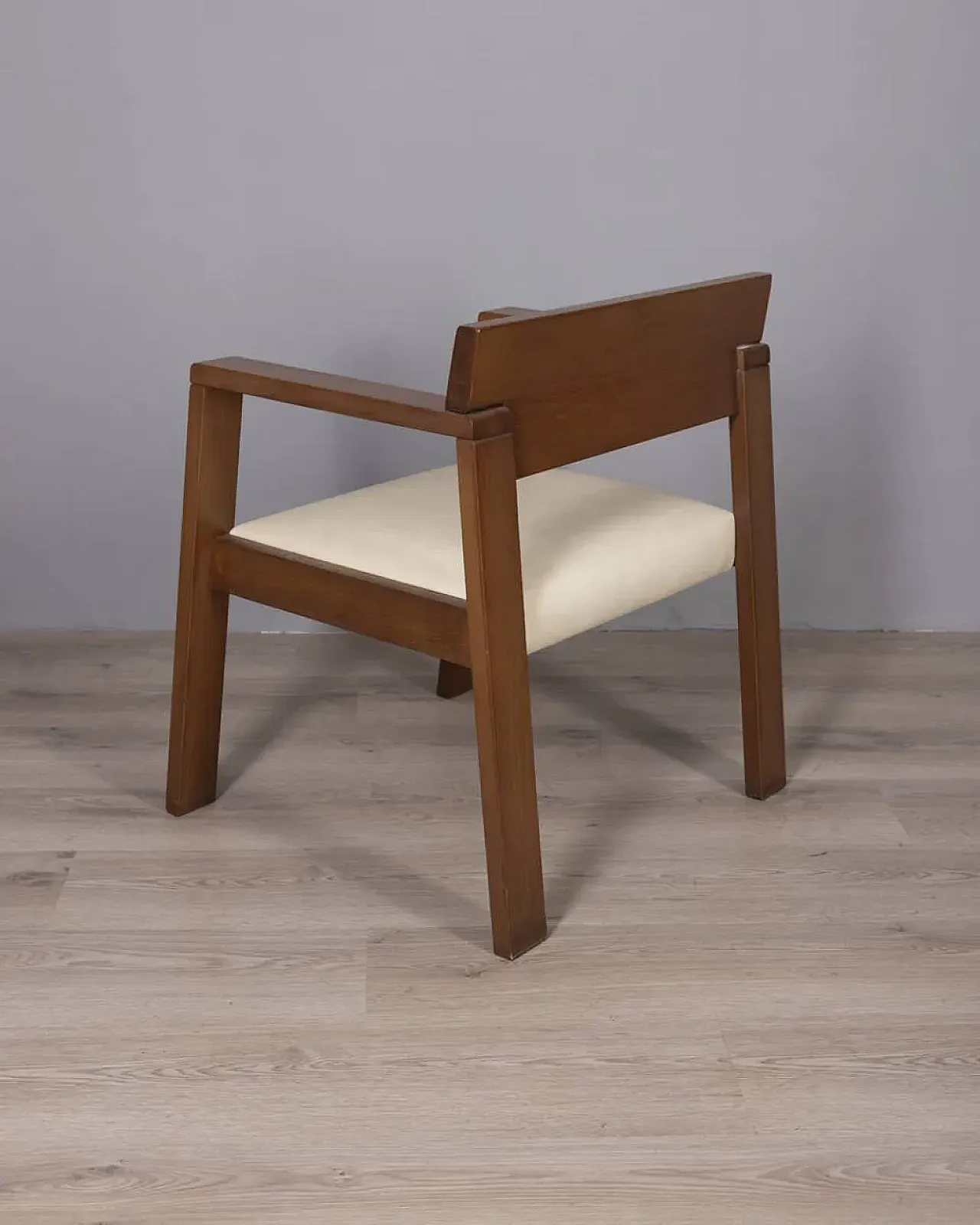 Armchair in wood and leather, 1980s 12