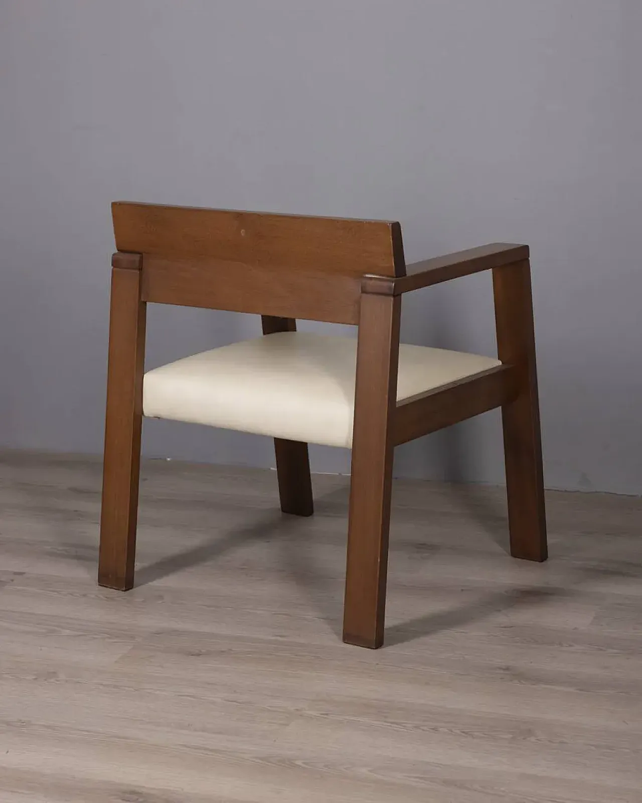 Armchair in wood and leather, 1980s 14