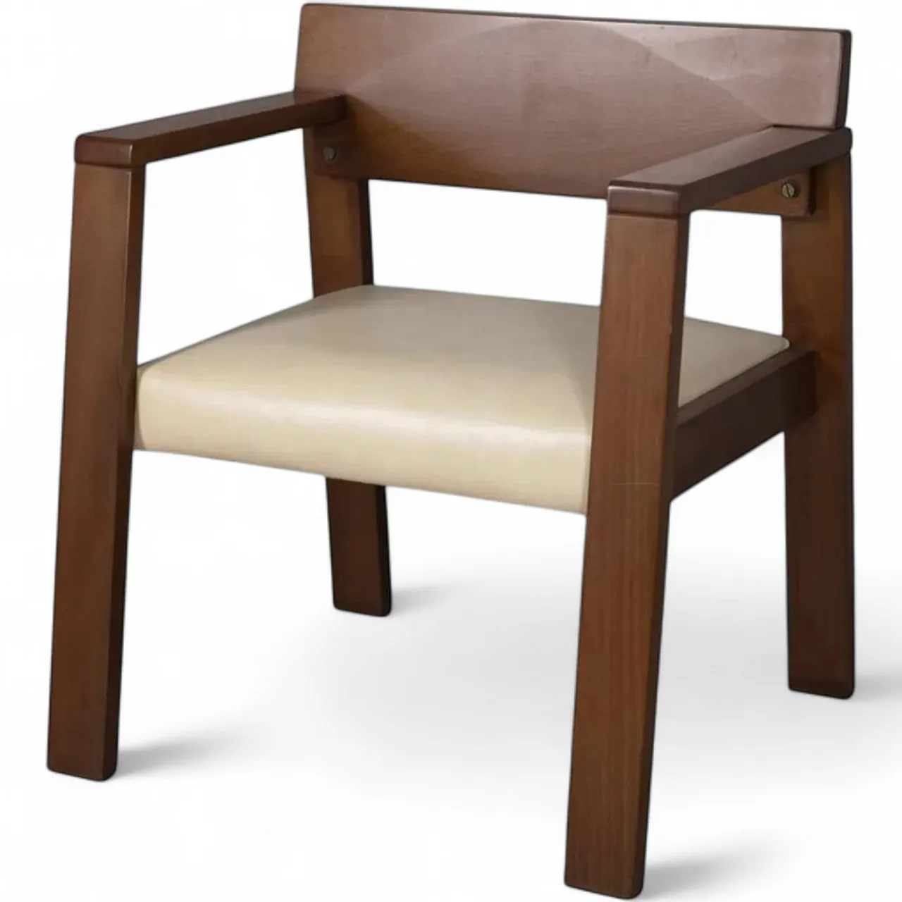 Armchair in wood and leather, 1980s 15