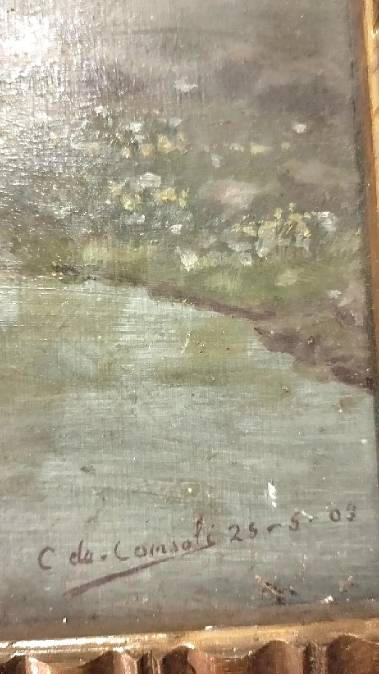 Oil landscape on cardboard, 20th century 3