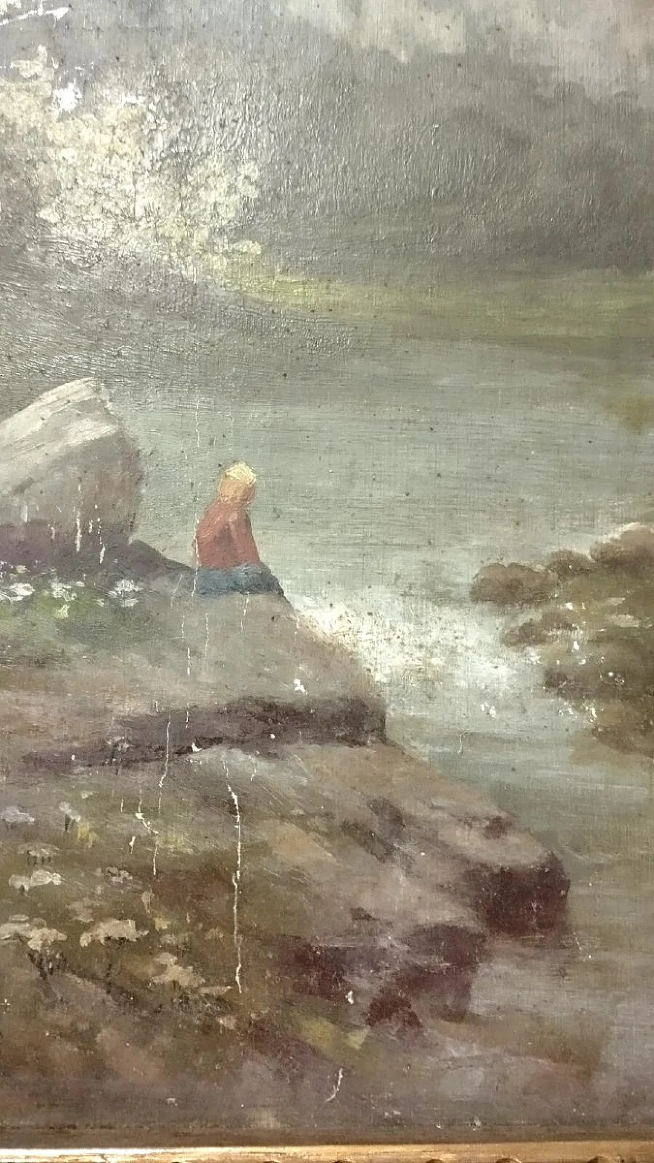 Oil landscape on cardboard, 20th century 4